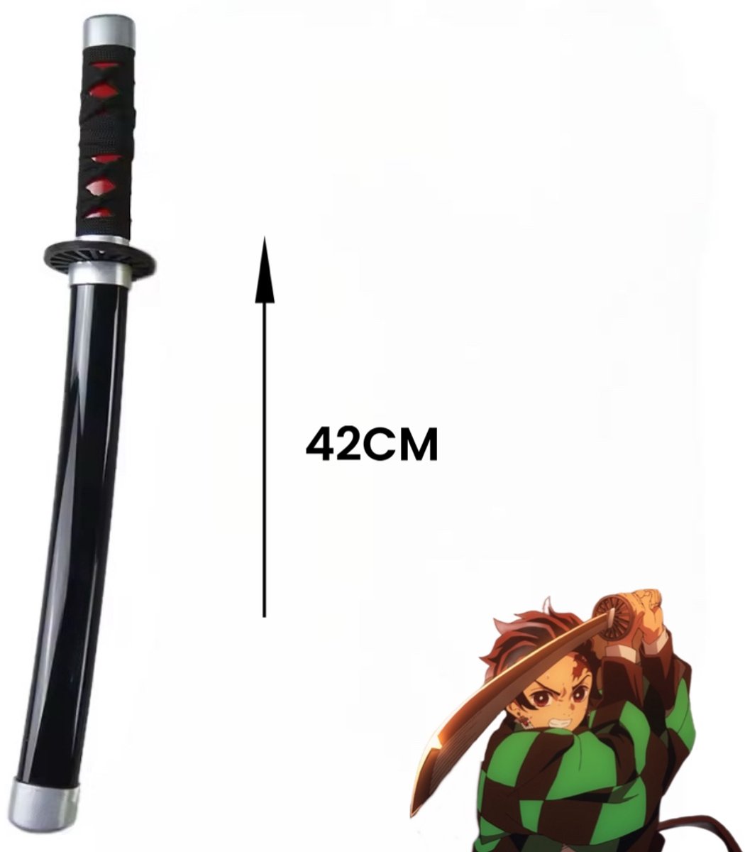 Tanjiro Kamado zwaard | Short Katana | Water | Sun | Nichirin | Zwart | Black blade | Demon Slayer | Hashira | Cosplay | Decoratief | Kimetsu no Yaiba | Anime | Manga